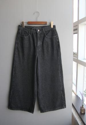 기모9부와이드-pants(바랜블랙)